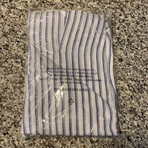 UNTUCKit Top 2 100% Linen Button Up Shirt Blue White Stripe Perfect Holiday Gift - Picture 9 of 10